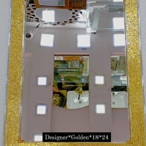 Designer wall mirror with golden crackle glass border, size 18x24 inches